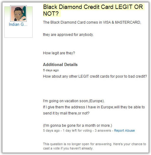 How legit is the Black Diamond credit card, and can I have it shipped to Europe?